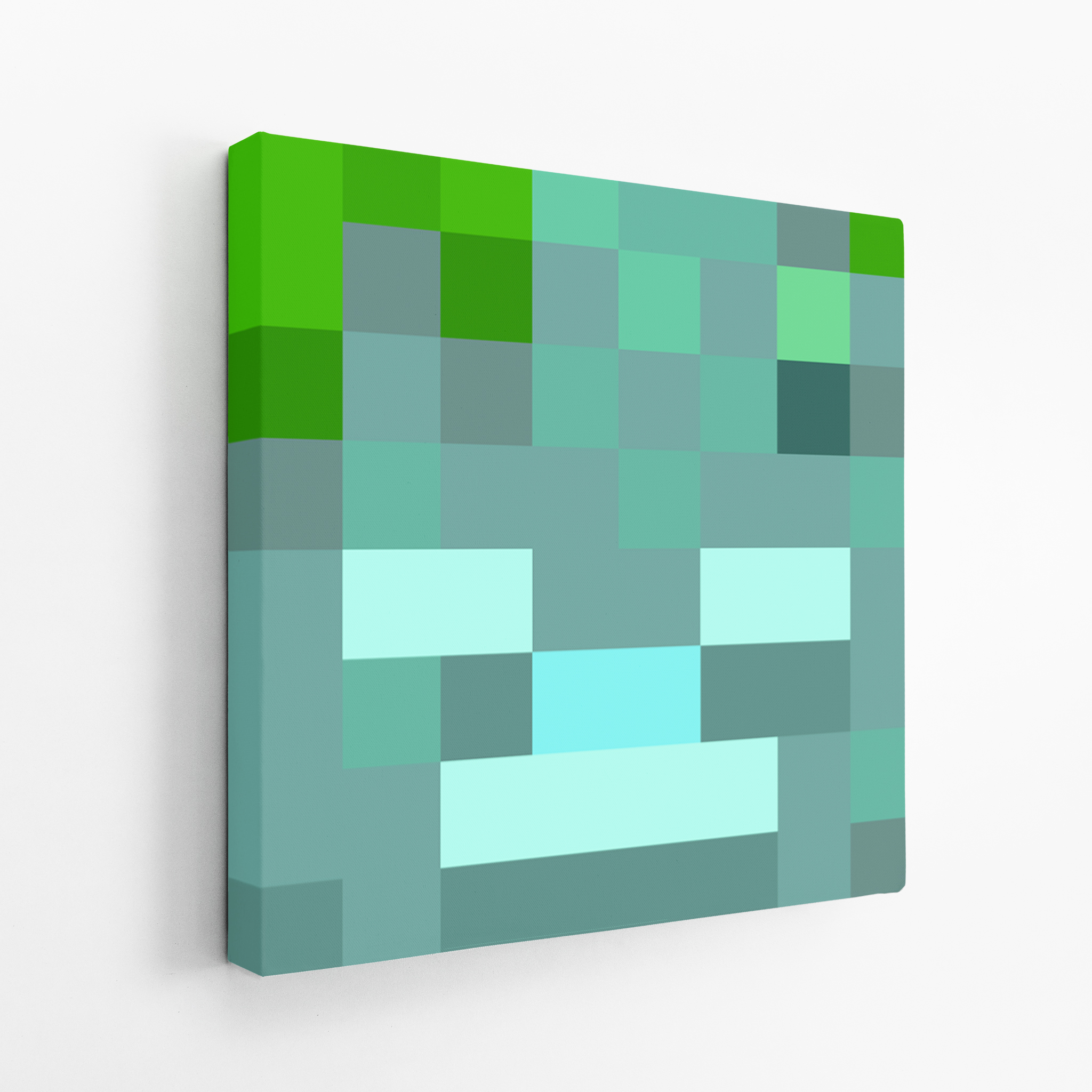 Minecraft Drowned Face - 3D Minecraft Drowned Face Canvas