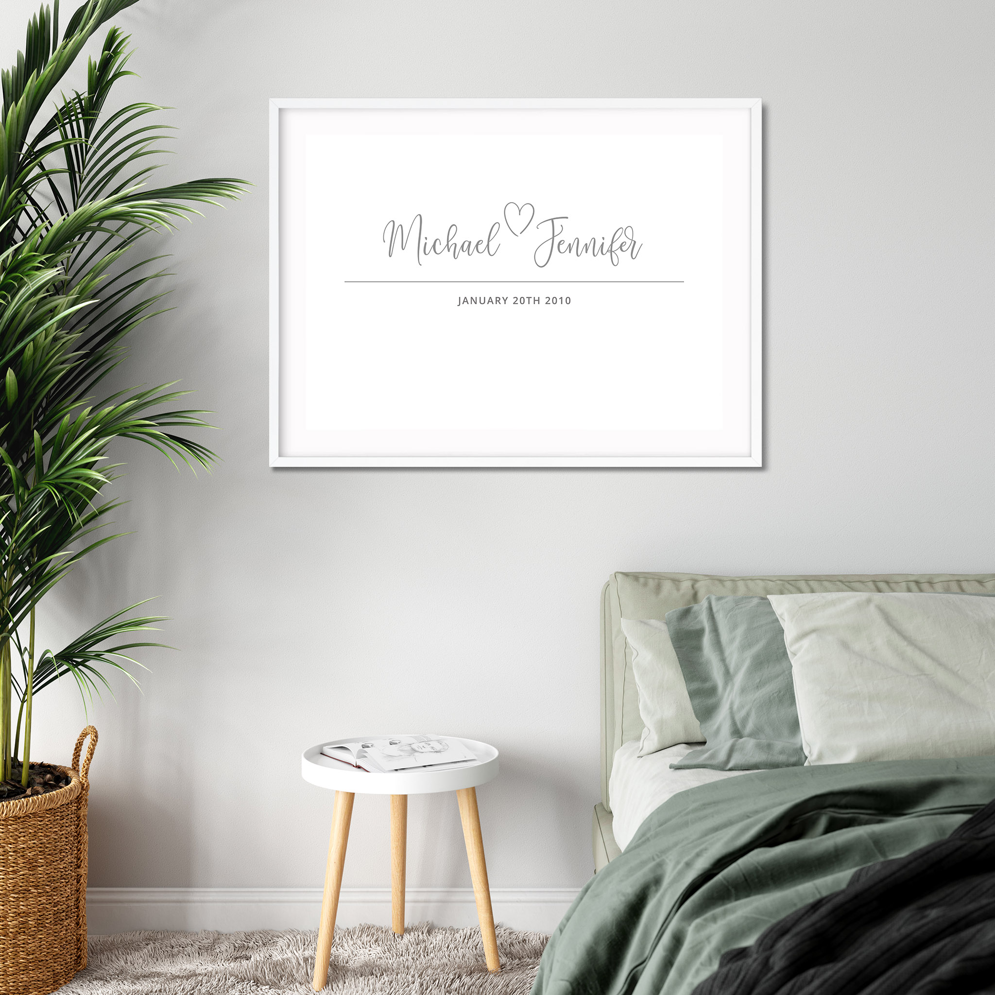 Name & Anniversary White Frame