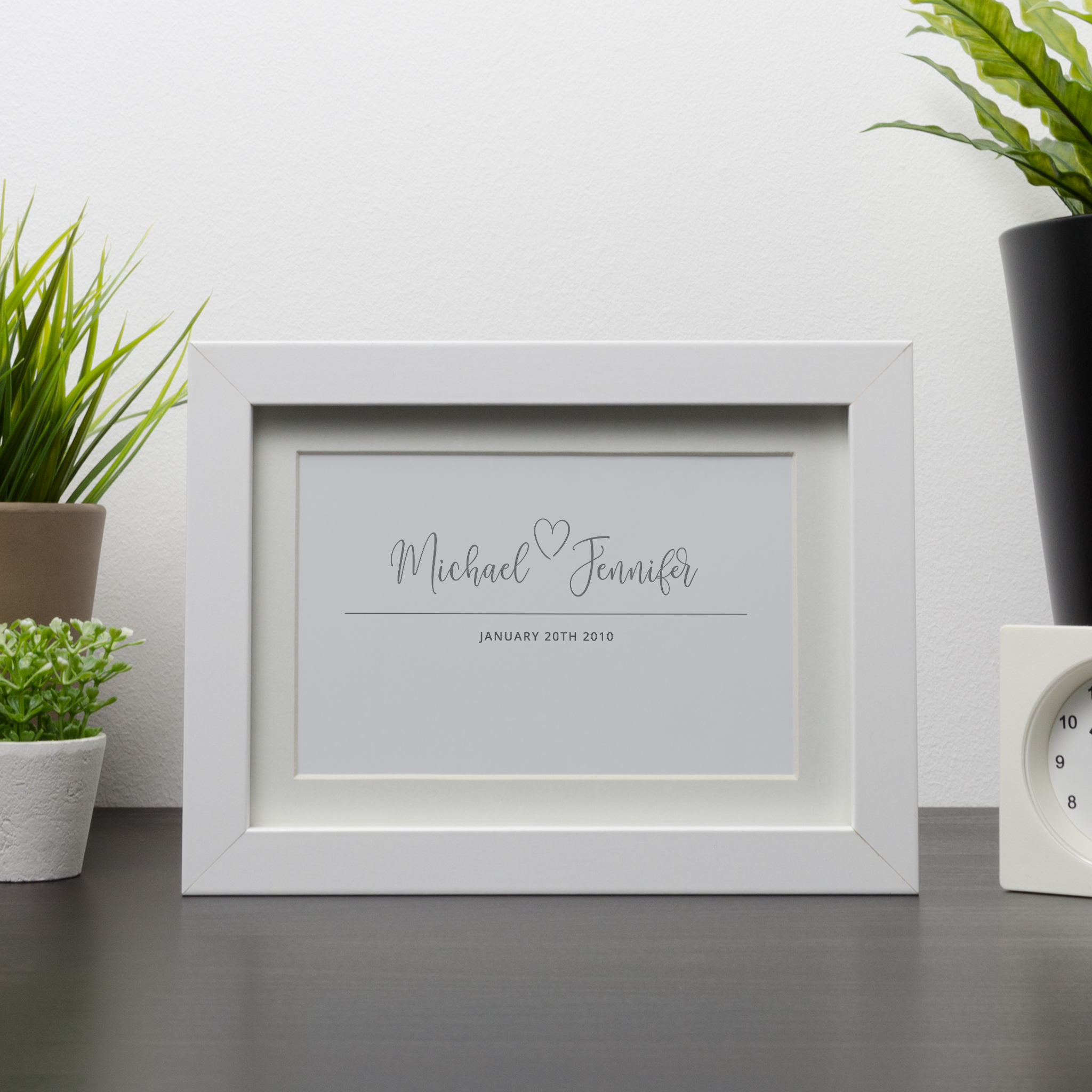 Name & Anniversary White Frame