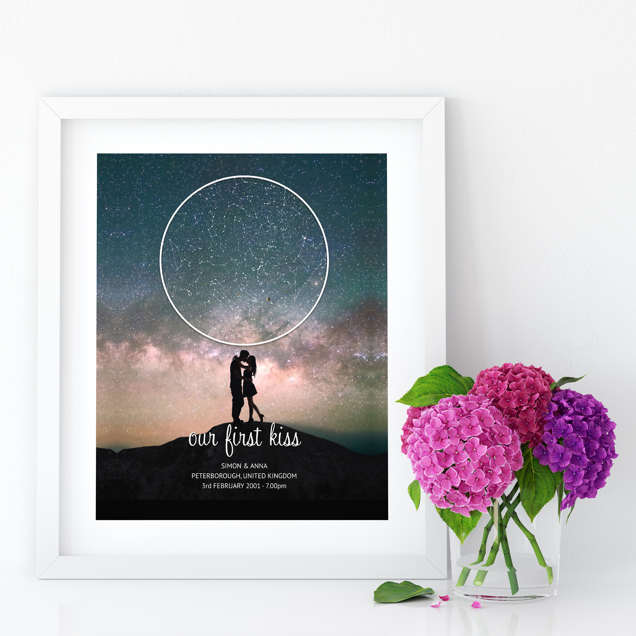 Star Map White Frame