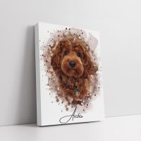 Your pet drawn as a watercolour image and printed as a canvas photo print