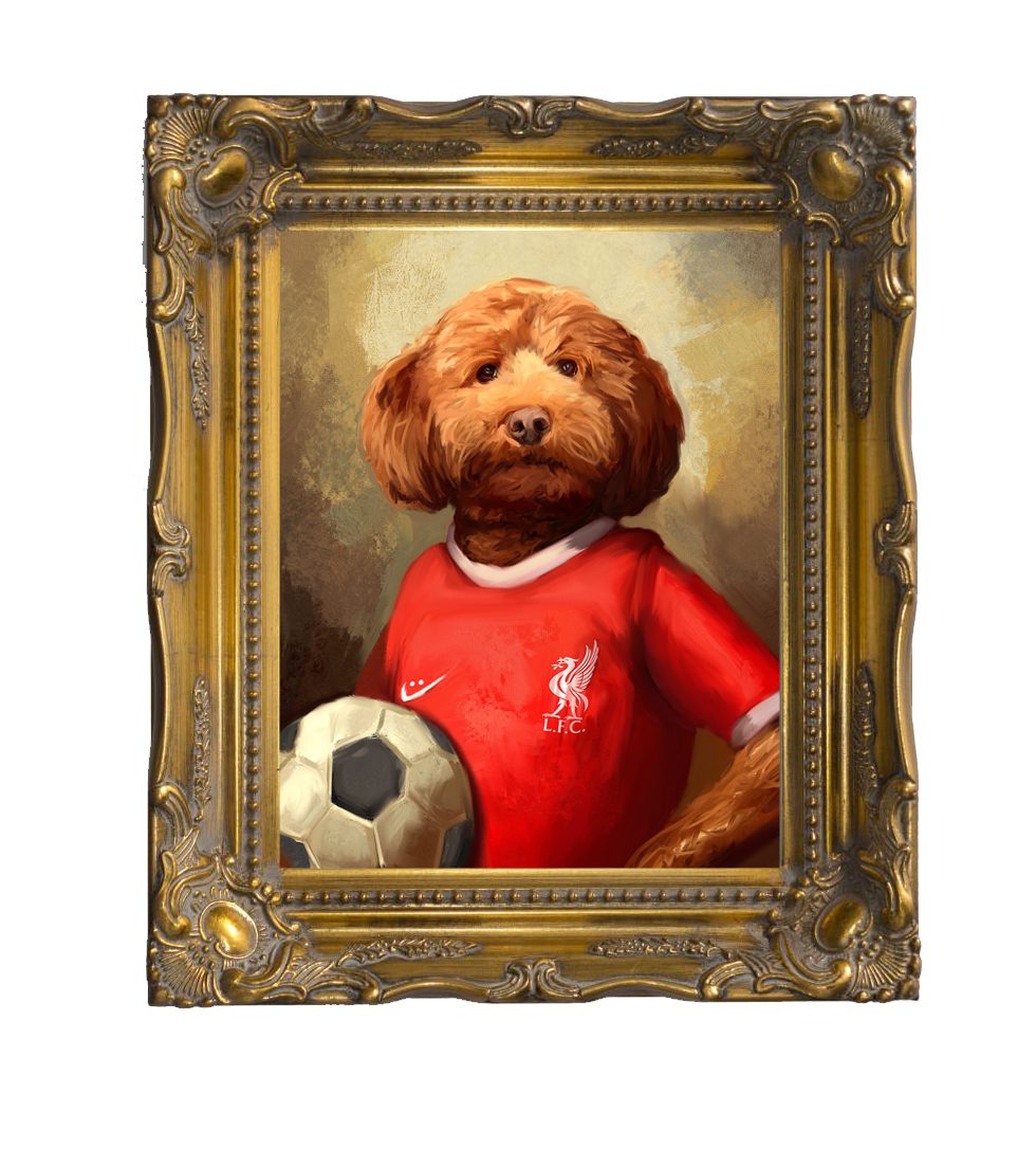 Sports Pet Portrait Swept Gold Framed Canvas