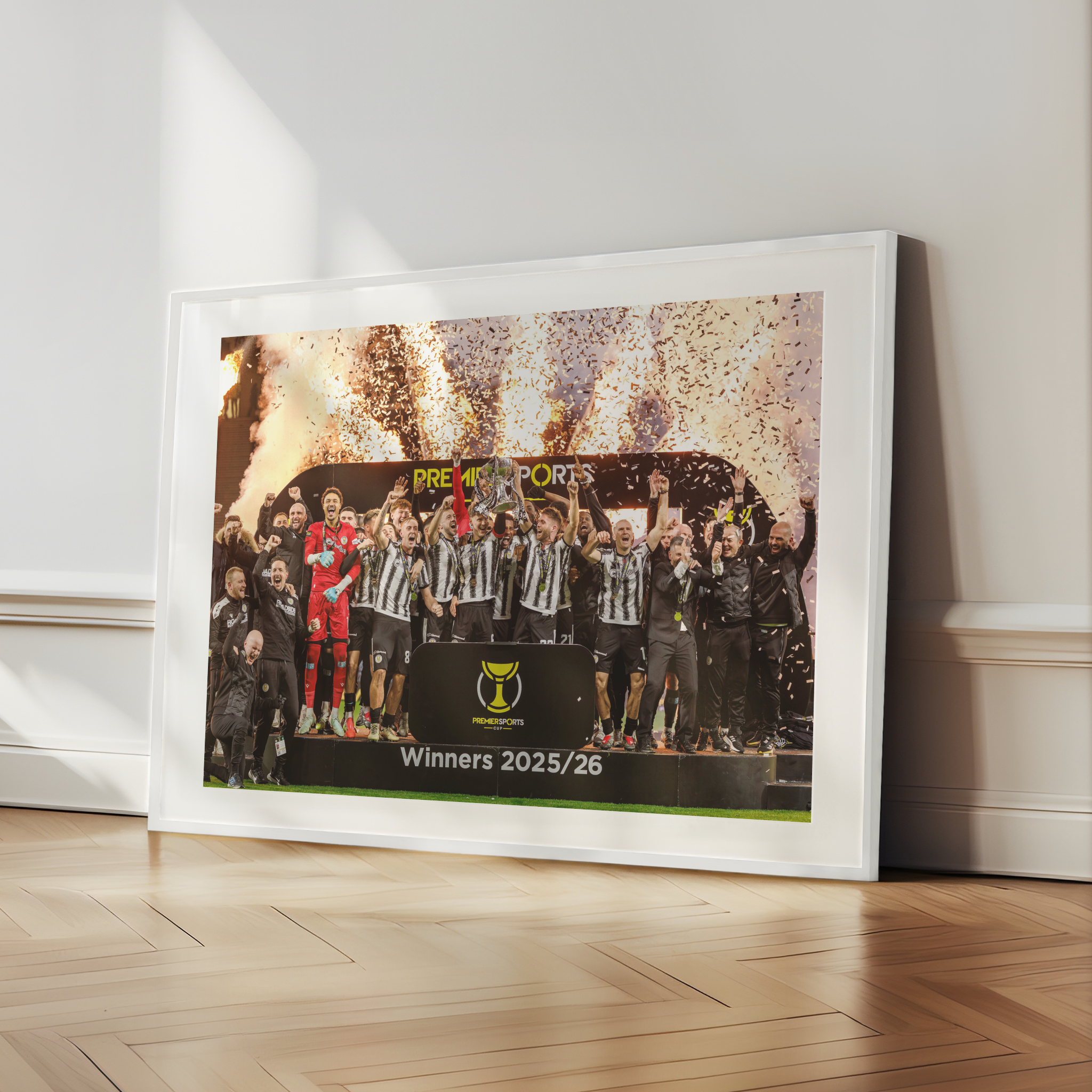 St Mirren League Cup Winners 2025 White Framed Mounted Print
